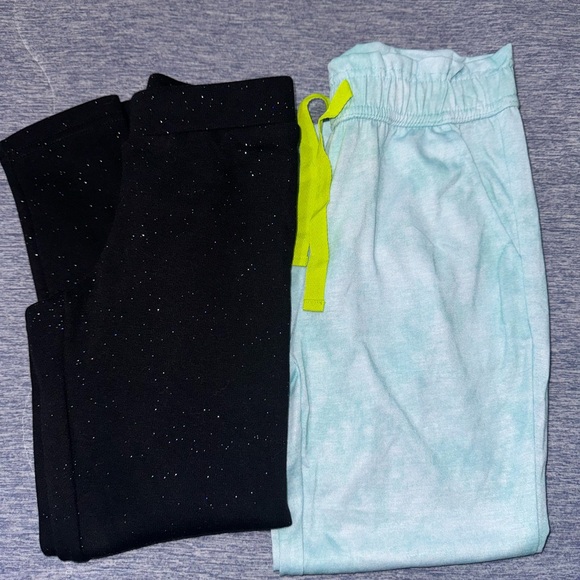 Girls Old Navy Black Speckled Cozy-Lined leggings and Therabouts PJ Pants - Picture 1 of 9